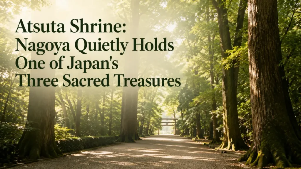 The wooded approach to Atsuta Shrine in Nagoya, lined with ancient camphor trees