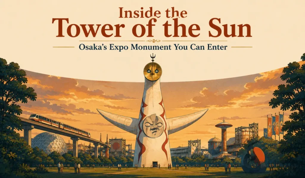 evoking the Tower of the Sun at Expo '70 Commemorative Park in Osaka
